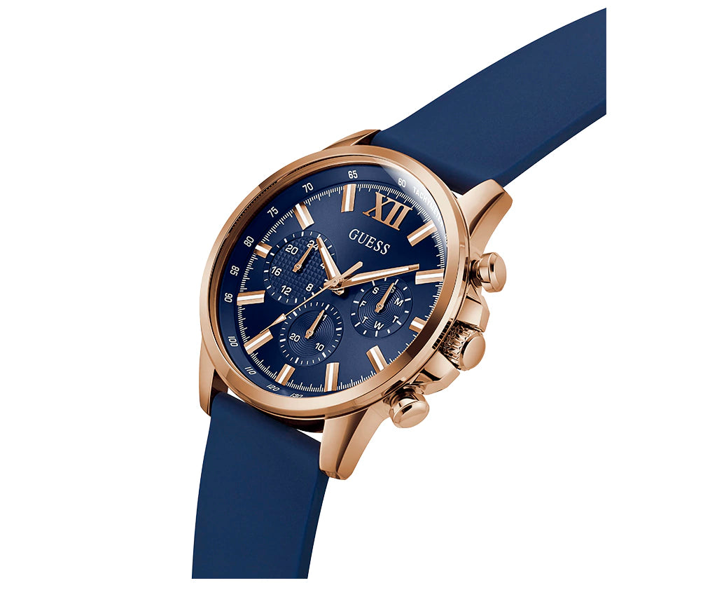 GUESS Mens Blue Rose Gold Tone Analog Watch GW0913G1 - KRISHNA WATCH COMPANY