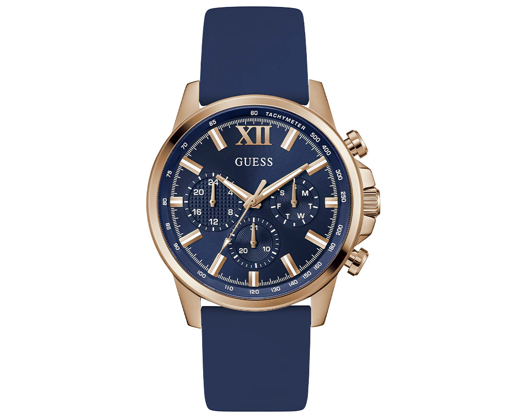GUESS Mens Blue Rose Gold Tone Analog Watch GW0913G1 - KRISHNA WATCH COMPANY