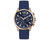 GUESS Mens Blue Rose Gold Tone Analog Watch GW0913G1