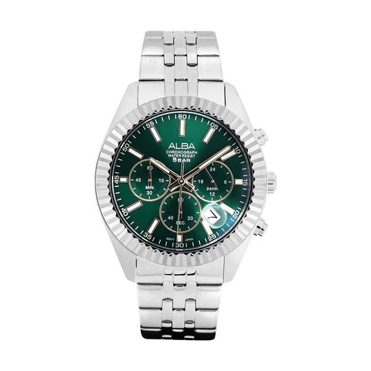 ALBA Forest Green Dial Chronograph Watch AT3H15X1 - KRISHNA WATCH COMPANY