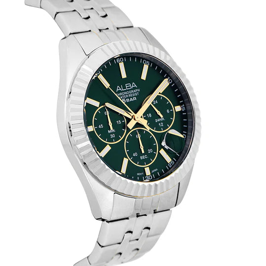 ALBA Forest Green Dial Chronograph Watch AT3H15X1 - KRISHNA WATCH COMPANY