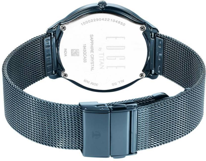 Titan Edge Watch with Blue Dial in Anthracite Case 1843QM01 - KRISHNA WATCH COMPANY