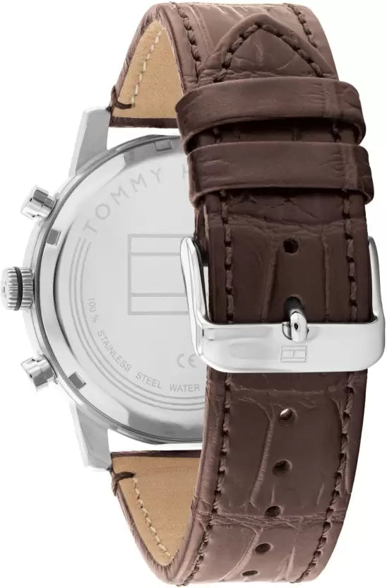 Tommy Hilfiger Quartz Multifunction Silver Dial Leather Strap Watch for Men NETH1791884 - KRISHNA WATCH COMPANY