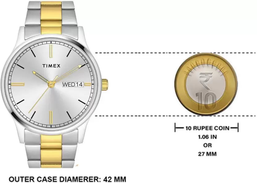 TIMEX CLASSICS COLLECTION PREMIUM QUALITY MEN'S ANALOG SILVER DIAL COLOURED QUARTZ WATCH, ROUND DIAL WITH 42MM CASE WIDTH - TW0TG8314 - KRISHNA WATCH COMPANY