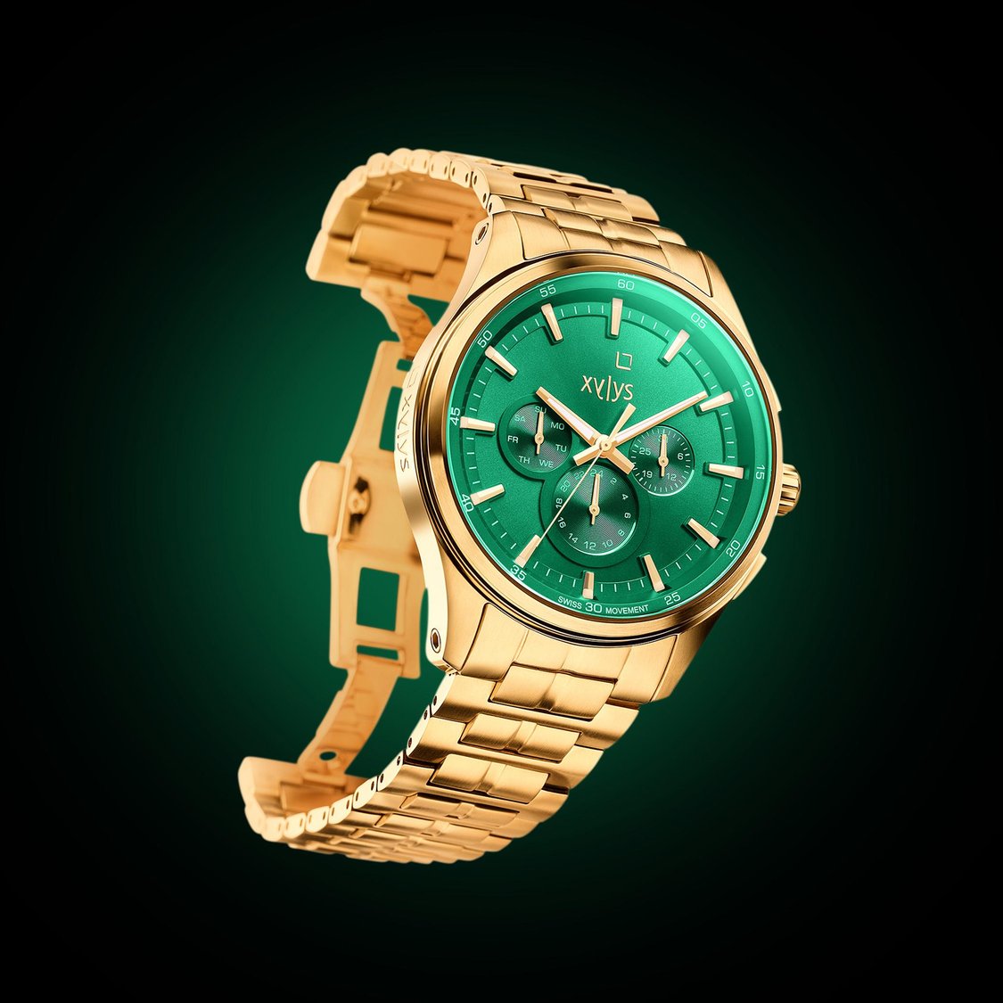 Xylys Swiss Analog Stainless Steel Strap Green Dial Watch For Men 40035ym03e