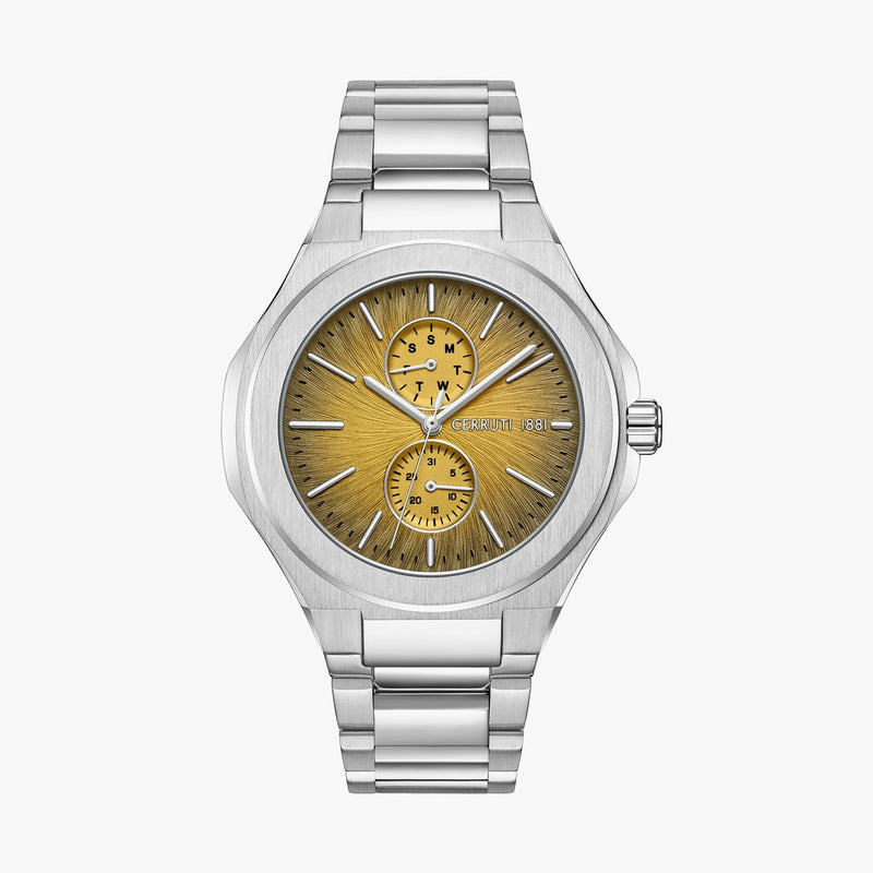 CERRUTI 1881 Multifunction 35 mm Brown Dial Stainless Steel Analogue Watch for Men - CECIWGK0050803