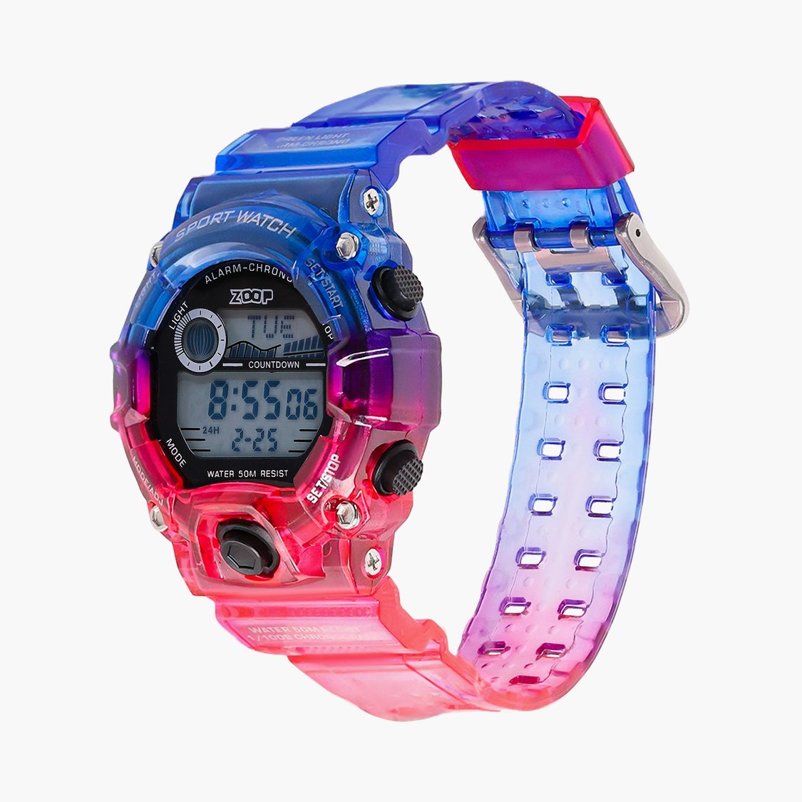 Zoop Digital Watch with Digital Dial & Transparent Blue Red Strap for Boys Kids, from House of Titan 16051pp05 - KRISHNA WATCH COMPANY