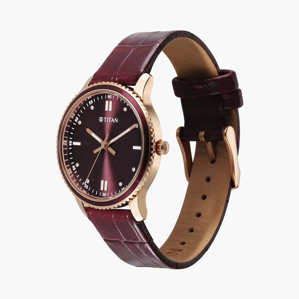 TITAN Purple Sports Fashion Leather Strap Analog Watch - 2766KL01 - KRISHNA WATCH COMPANY