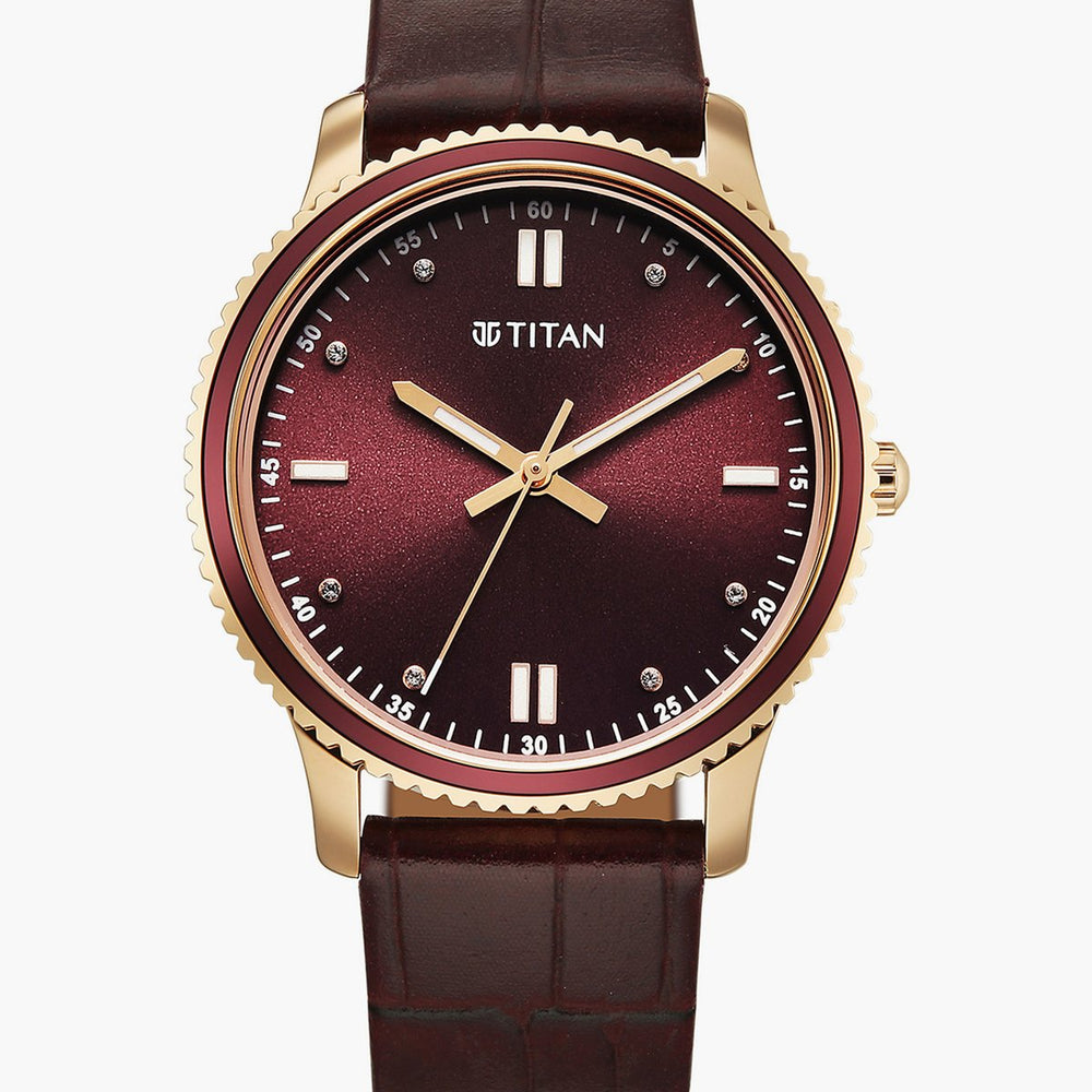 TITAN Purple Sports Fashion Leather Strap Analog Watch - 2766KL01 - KRISHNA WATCH COMPANY