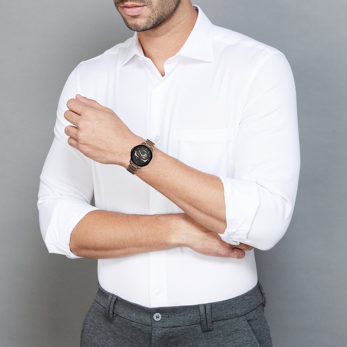 Fastrack Street Opulence Quartz Sun Moon Multifunction Watch For Guys 3303KM06 - KRISHNA WATCH COMPANY