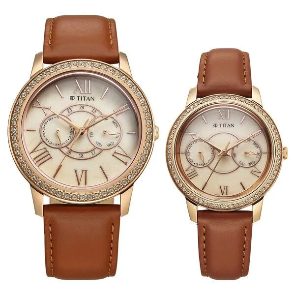 Titan Royal Bandhan Quartz Analog with Day and Date Watch For Couple 100022778wl01