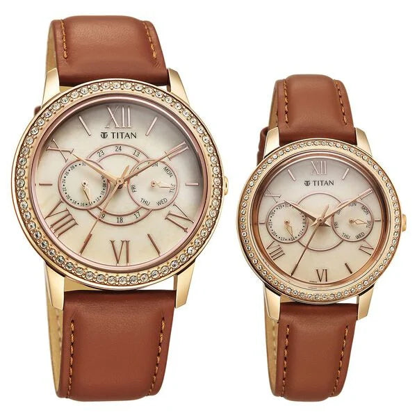 Titan Royal Bandhan Quartz Analog with Day and Date Watch For Couple 100022778wl01 - KRISHNA WATCH COMPANY