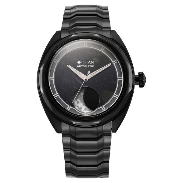 Titan Stellar Automatic Sun Moon Phase Kambaba Jasper Dial Stainless Steel Strap Watch For Men 10011nm03 - KRISHNA WATCH COMPANY