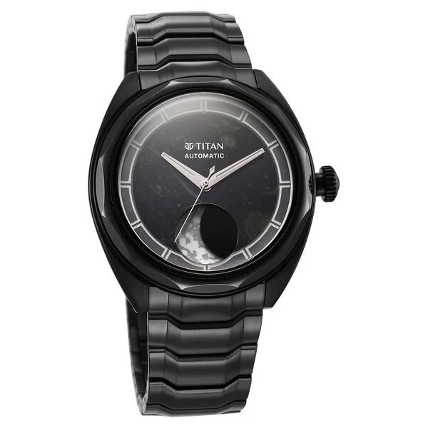 Titan Stellar Automatic Sun Moon Phase Kambaba Jasper Dial Stainless Steel Strap Watch For Men 10011nm03 - KRISHNA WATCH COMPANY