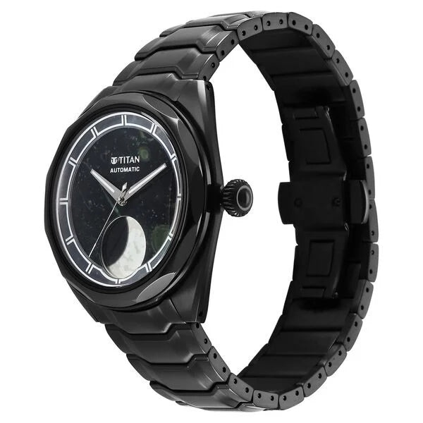 Titan Stellar Automatic Sun Moon Phase Kambaba Jasper Dial Stainless Steel Strap Watch For Men 10011nm03 - KRISHNA WATCH COMPANY