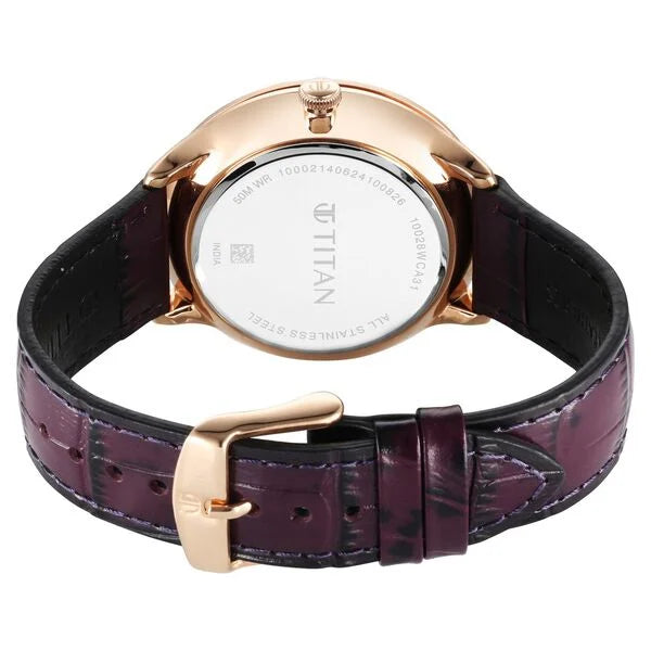 Titan Stellar Quartz Analog Sun Moon Phase Purple Dial Watch For Men - 10028WL01 - KRISHNA WATCH COMPANY