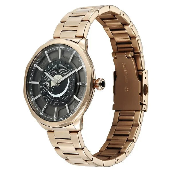 Titan Stellar Analog with Sun Moon Phase Strap Watch for Men 10028wm01 - KRISHNA WATCH COMPANY