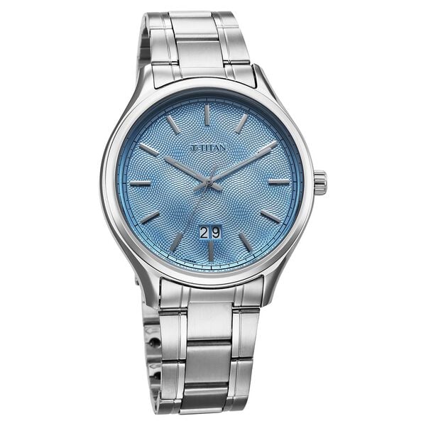 Titan Palette Of Time Quartz Analog with Date Blue Dial Stainless Steel Strap Watch For Men 10033sm01 - KRISHNA WATCH COMPANY