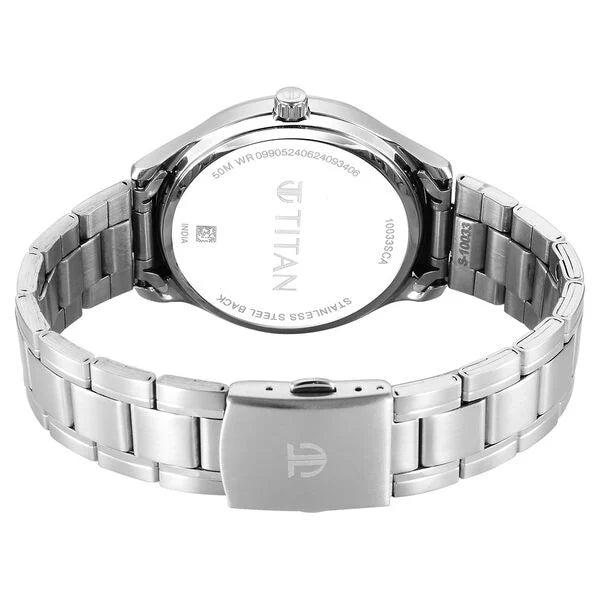 Titan Palette Of Time Quartz Analog with Date Blue Dial Stainless Steel Strap Watch For Men 10033sm01 - KRISHNA WATCH COMPANY