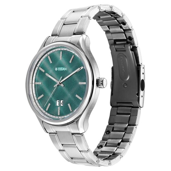Titan Palette Of Time Quartz Analog with Date Green Dial Stainless Steel Strap Watch For Men 10033sm03 - KRISHNA WATCH COMPANY