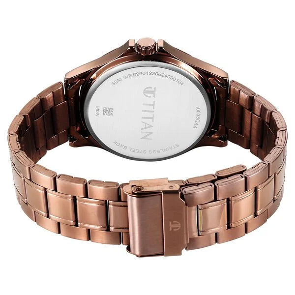 Titan Karishma Quartz Analog with Date Black Dial Stainless Steel Strap Watch For Men - 10038QM01 - KRISHNA WATCH COMPANY