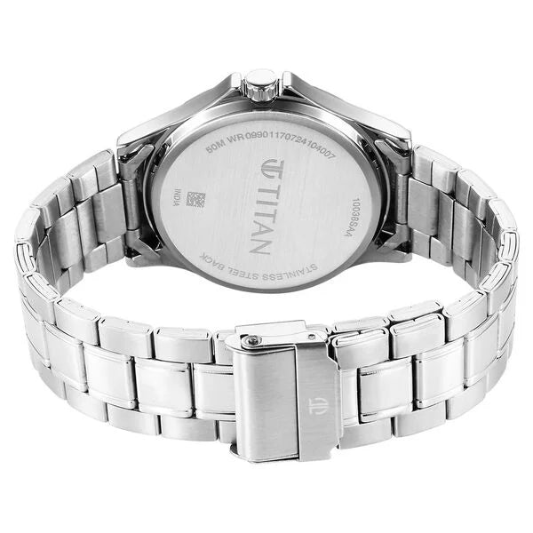 Titan Karishma Quartz Analog with Date Blue Dial Stainless Steel Strap Watch For Men 10038sm01 - KRISHNA WATCH COMPANY