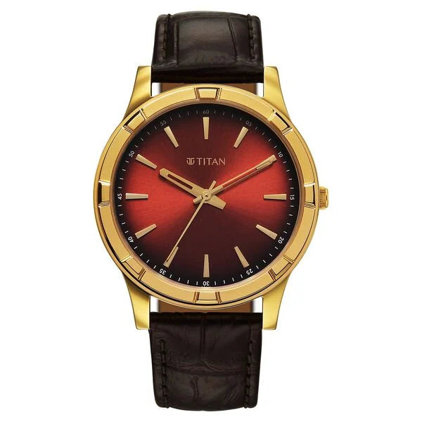 Titan Karishma Festive Analog with Mahogany Watch for Men 10058yl01 - KRISHNA WATCH COMPANY