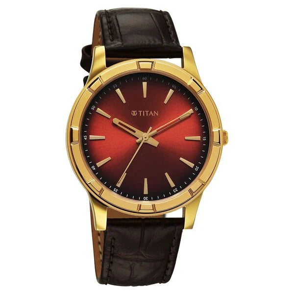 Titan Karishma Festive Analog with Mahogany Watch for Men 10058yl01 - KRISHNA WATCH COMPANY