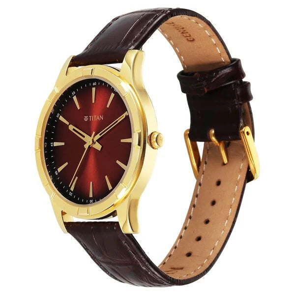 Titan Karishma Festive Analog with Mahogany Watch for Men 10058yl01 - KRISHNA WATCH COMPANY