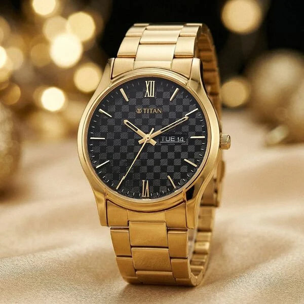 Titan Karishma Regal Classic Day-Date Men's Dress Watch 10059ym01