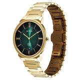 Titan Edge Meister Quartz Analog with Date Green Dial Golden Stainless Steel Strap Watch For Men 10065ym01