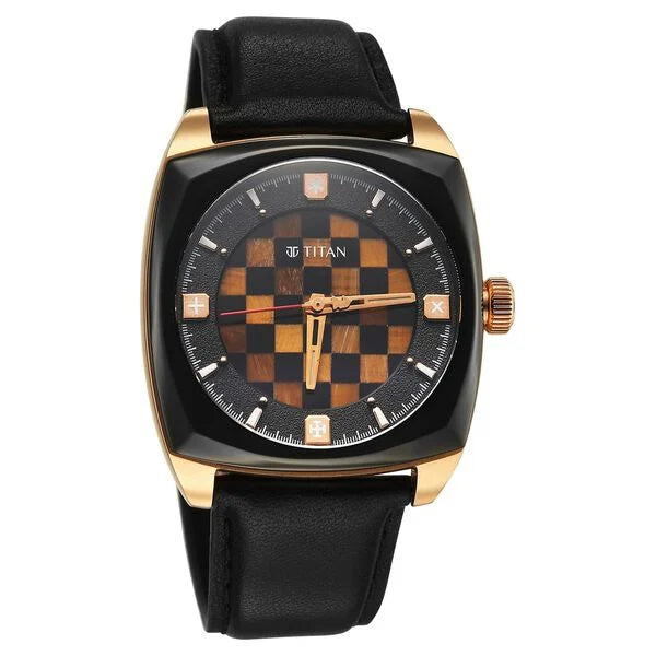 Titan Grandmaster X Gukesh Dommaraju Special Edition Tiger Eye and Black Agate Dial Premium Leather Strap Watch for Men 10073kl02 - KRISHNA WATCH COMPANY