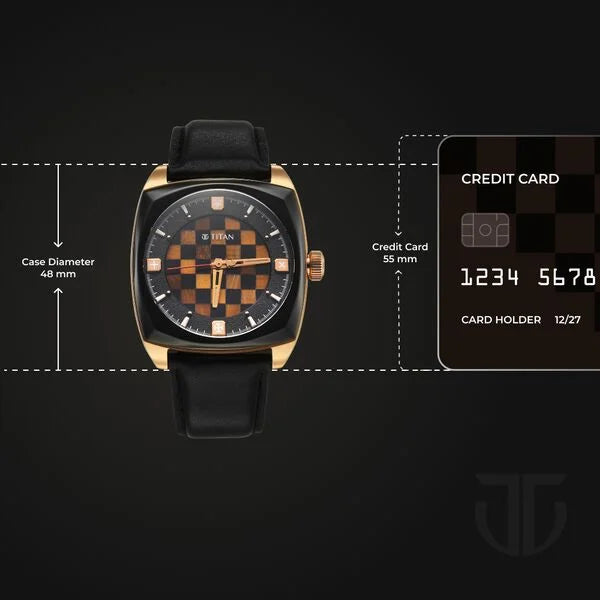 Titan Grandmaster X Gukesh Dommaraju Special Edition Tiger Eye and Black Agate Dial Premium Leather Strap Watch for Men 10073kl02 - KRISHNA WATCH COMPANY