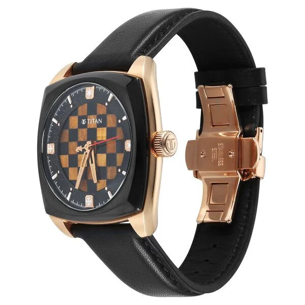 Titan Grandmaster X Gukesh Dommaraju Special Edition Tiger Eye and Black Agate Dial Premium Leather Strap Watch for Men 10073kl02 - KRISHNA WATCH COMPANY