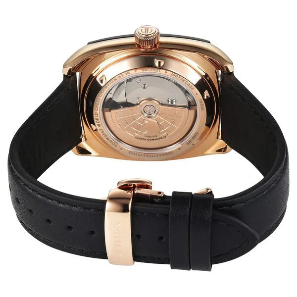 Titan Grandmaster X Gukesh Dommaraju Special Edition Tiger Eye and Black Agate Dial Premium Leather Strap Watch for Men 10073kl02 - KRISHNA WATCH COMPANY
