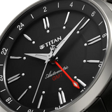 Titan Automatic Black Dial Grey Stainless Steel Strap Watch For Men 10076qm01