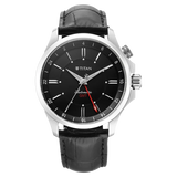Titan Automatic Black Dial Black Leather Strap Watch For Men 10076sl02
