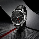 Titan Automatic Black Dial Black Leather Strap Watch For Men 10076sl02