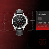 Titan Automatic Black Dial Black Leather Strap Watch For Men 10076sl02