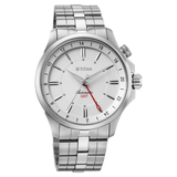 Titan Automatic White Dial Silver Stainless Steel Strap Watch For Men 10076sm01