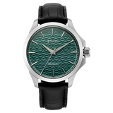 Titan Automatic Teal Dial Black Leather Strap Watch For Men 10077sl03