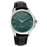 Titan Automatic Teal Dial Black Leather Strap Watch For Men 10077sl03