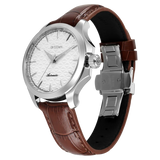 Titan Automatic White Dial Brown Stainless Steel Strap Watch For Men 10077sl05