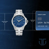 Titan Automatic Blue Dial Silver Stainless Steel Strap Watch For Men 10077sm01