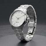 Titan Automatic White Dial Silver Stainless Steel Strap Watch For Men 10077sm02