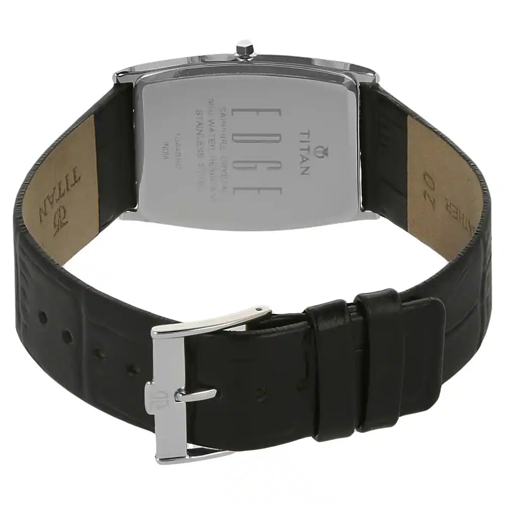 TITAN Edge Silver Dial Black Leather Strap Watch NN1044SL01 - KRISHNA WATCH COMPANY