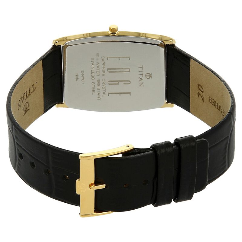 Titan Edge Silver Tonneau Dial Analog Leather Strap watch for Men 1044YL04 - KRISHNA WATCH COMPANY