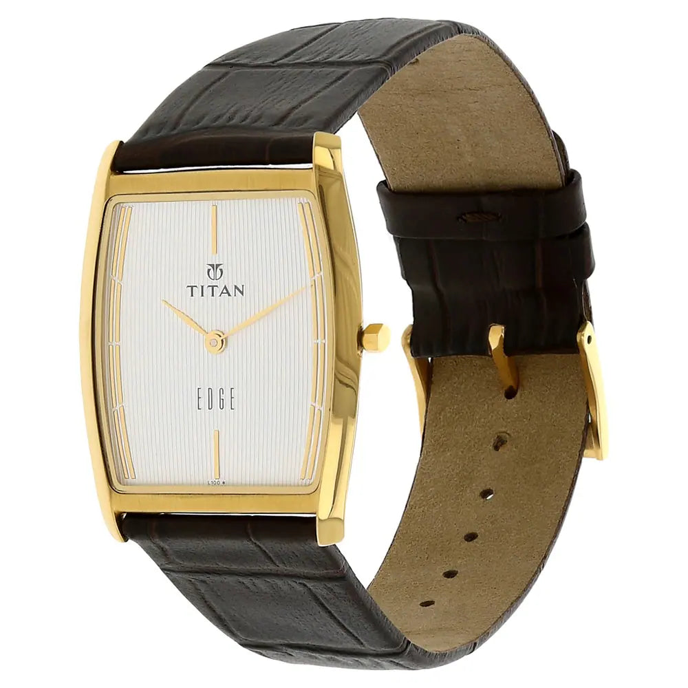 Titan Edge White Dial Brown Leather Strap Watch NQ1044YL06 - KRISHNA WATCH COMPANY