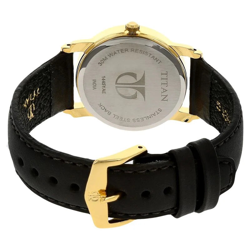 Titan White Dial Analog with Day and Date Leather Strap watch for Men / 1445YL04 - KRISHNA WATCH COMPANY