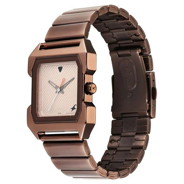 Fastrack Pulse Quartz Analog Beige Dial With Brown Colour Watch for Guys - 1474QM02 - KRISHNA WATCH COMPANY